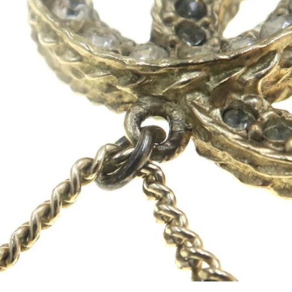 CHANEL CC Logos Rhinestone Necklace 24" Gold Tone - Picture 5 of 8